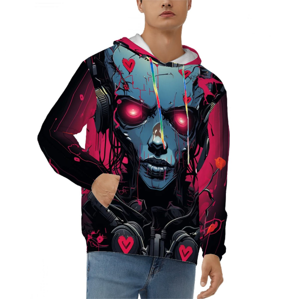 Purple Cyber Alien Men's All-Over Print Hoodie