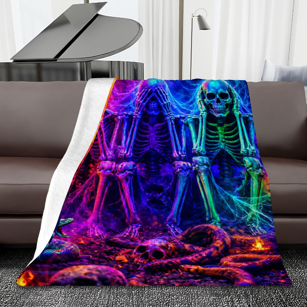 280 GSM MultiSize Flannel Throw Blanket (Vertical) speak no evil see no evil hear no evil