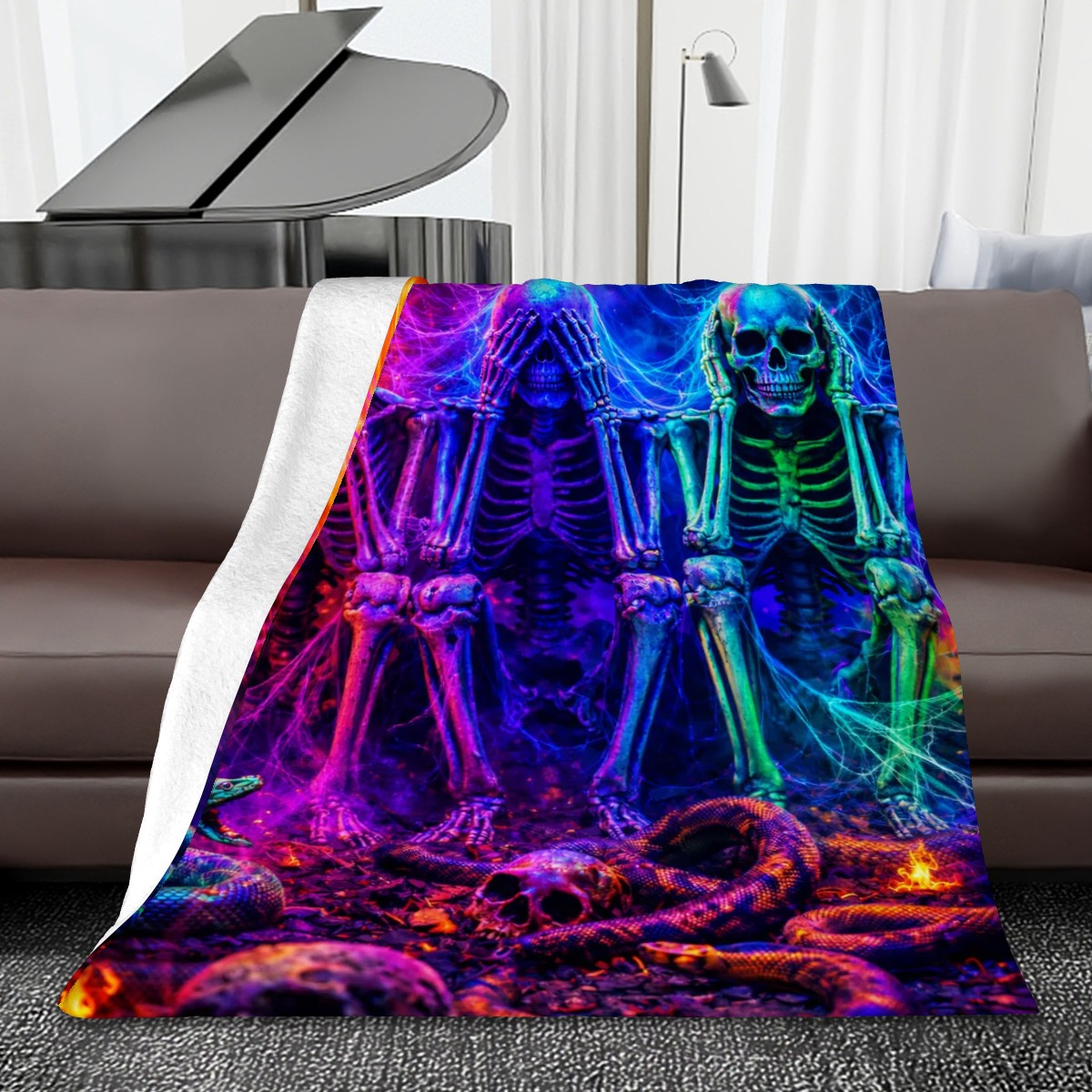 280 GSM MultiSize Flannel Throw Blanket (Vertical) speak no evil see no evil hear no evil