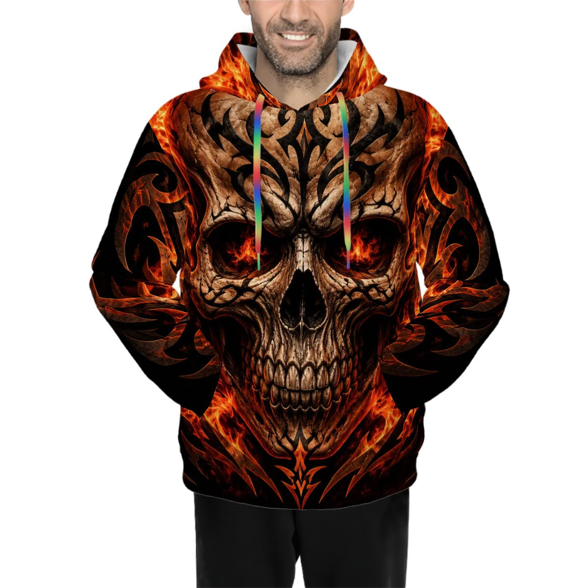Hoodie for Men Pocket Sweatshirt Customized Services Designer fire skull