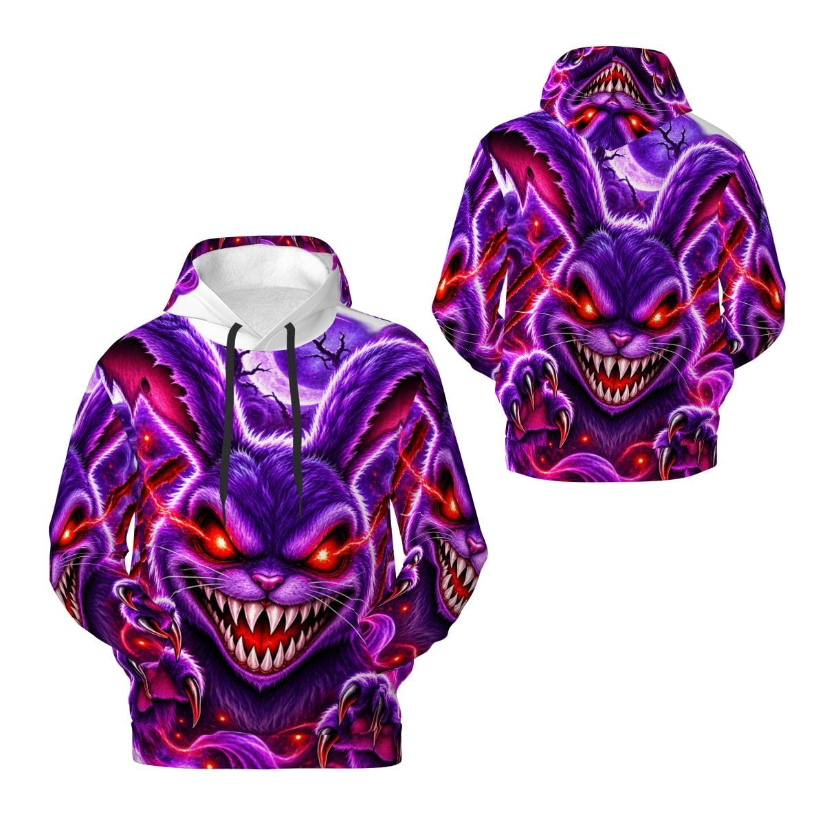 Purple Demon Skull Men's All-Over Print Hoodie