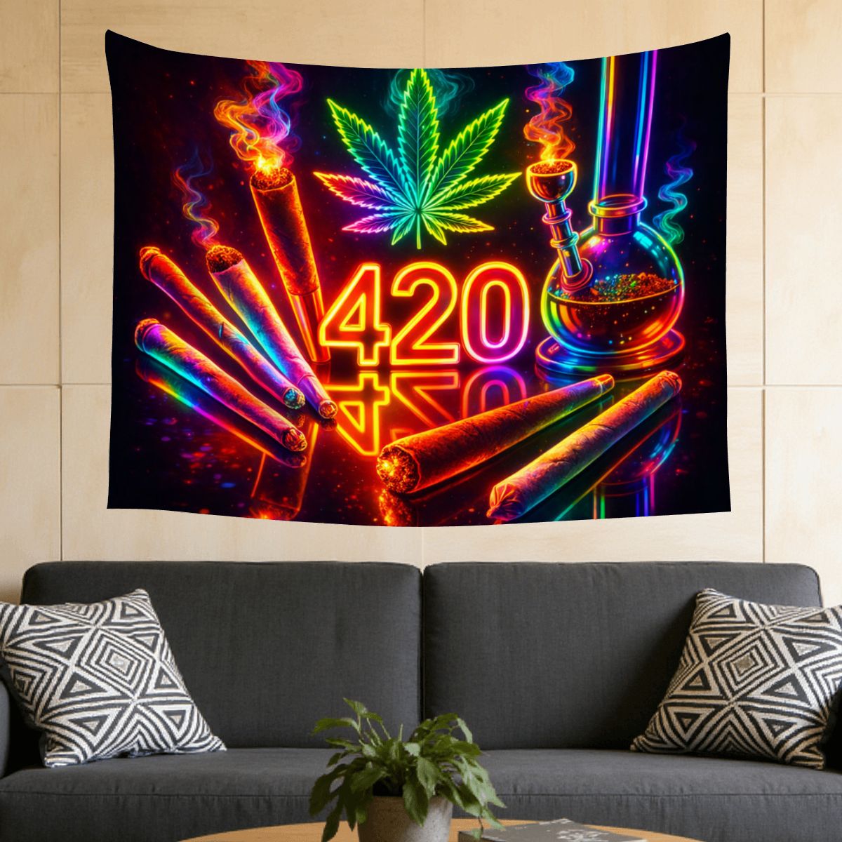 Small Horizontal Lightweight Wall Tapestry for Bedroom 420 mary jane marijuana joints blunts bongs