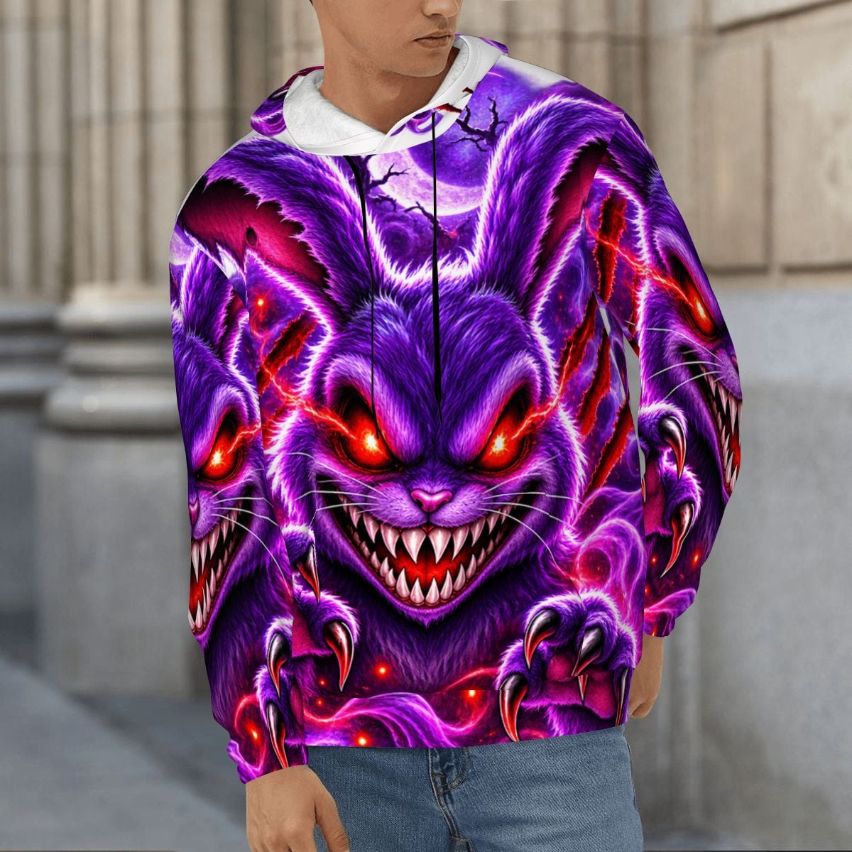 Purple Demon Skull Men's All-Over Print Hoodie