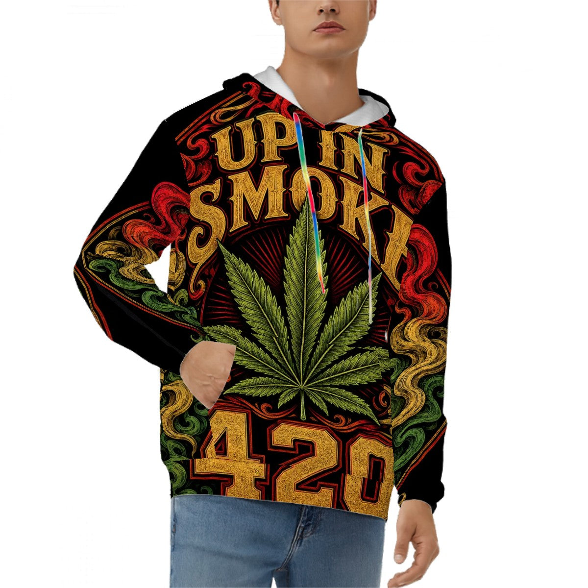 Super Smoke 420 Cannabis Men's All-Over Print Hoodie