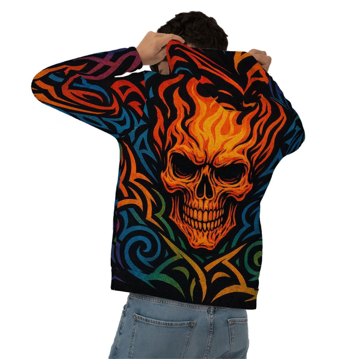 Hoodie for Men Pocket Sweatshirt Customized Services Designer (9) triable skull