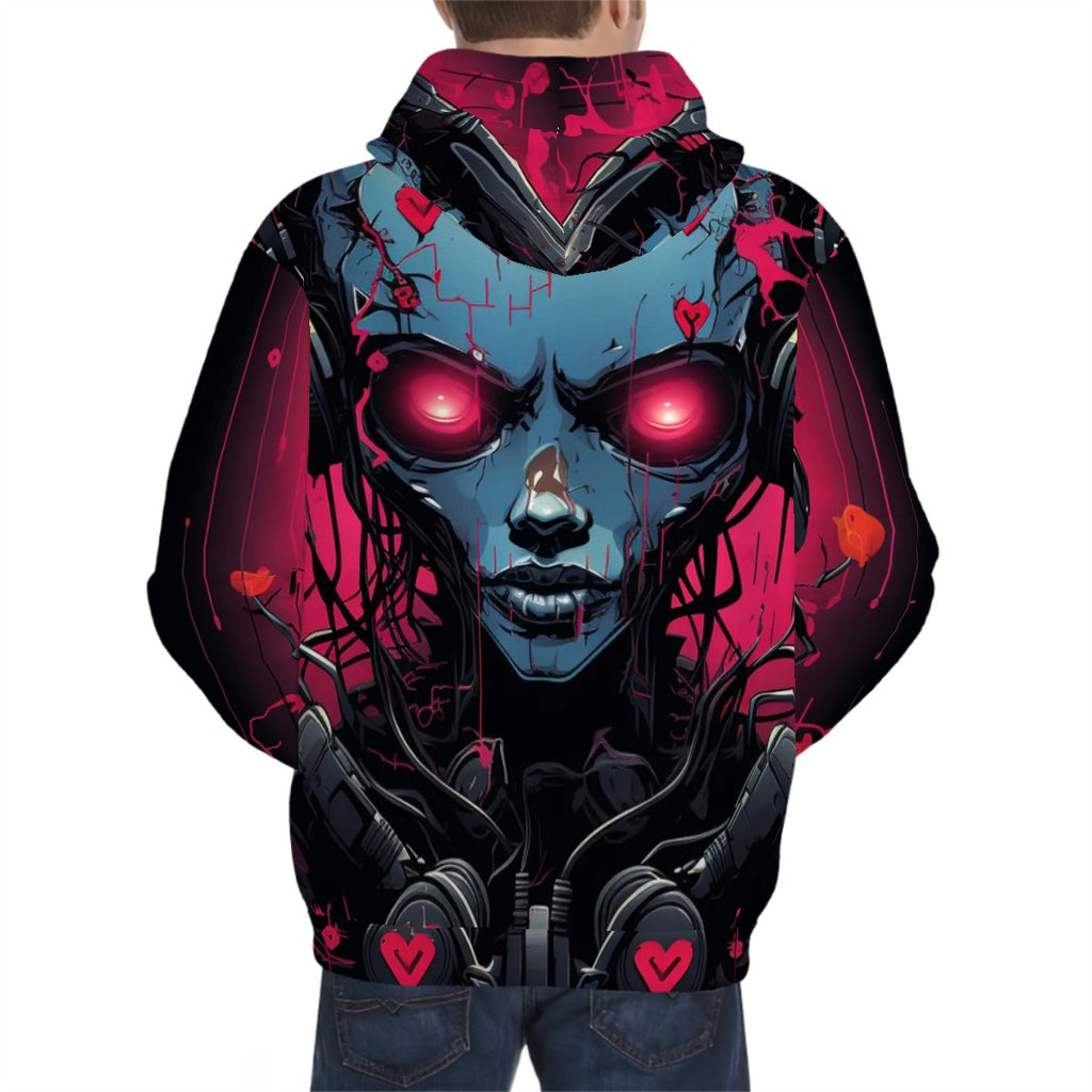 Purple Cyber Alien Men's All-Over Print Hoodie