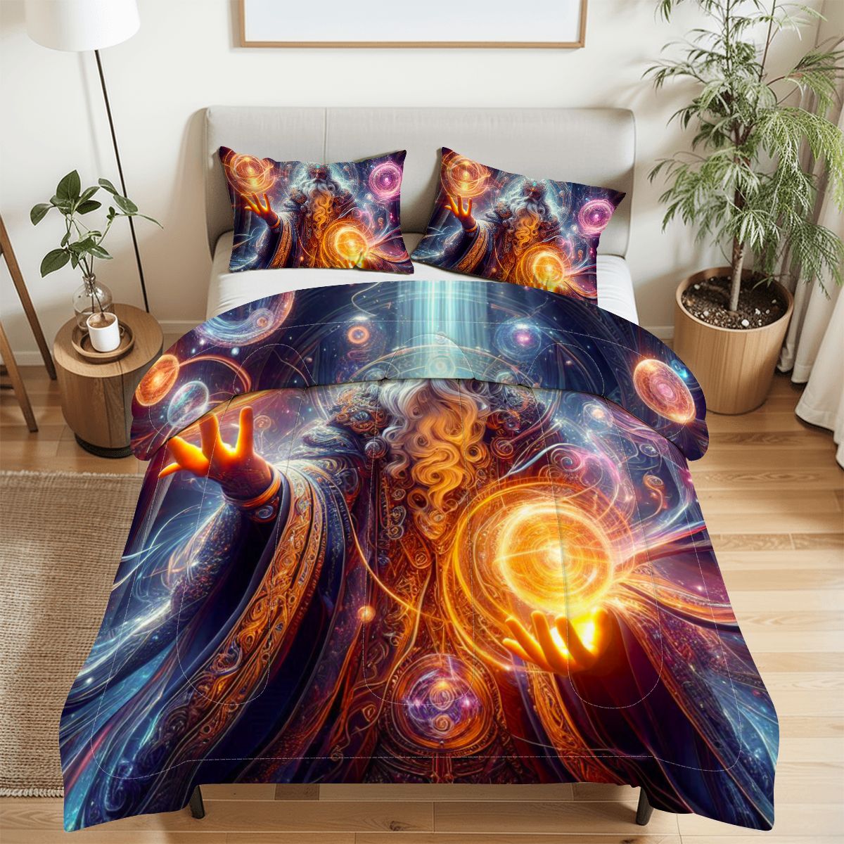 Full Comforter Set A hyperdetailed, raytraced scene depicting powerful wizards in the midst of casting intricate spel (2)edited1