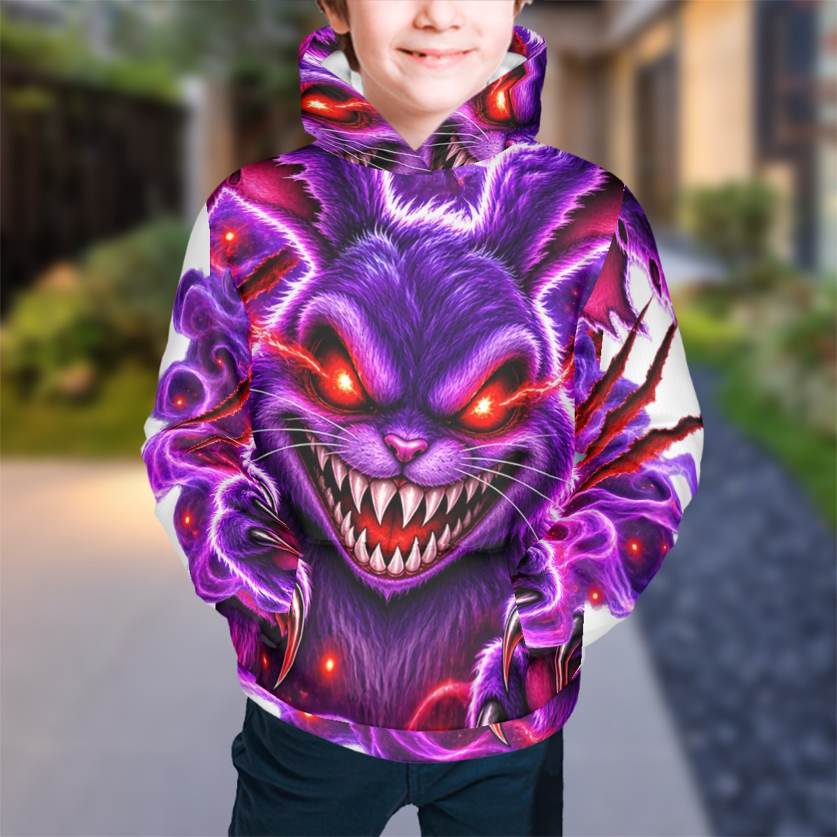 Purple Demon Skull Youth Hoodie