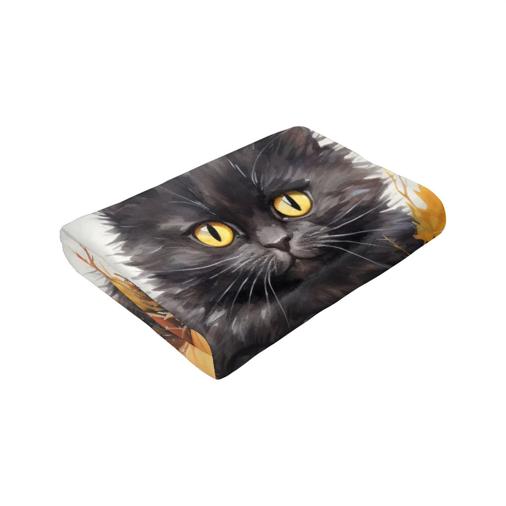 280 GSM MultiSize Flannel Throw Blanket (Vertical) black cat halloween