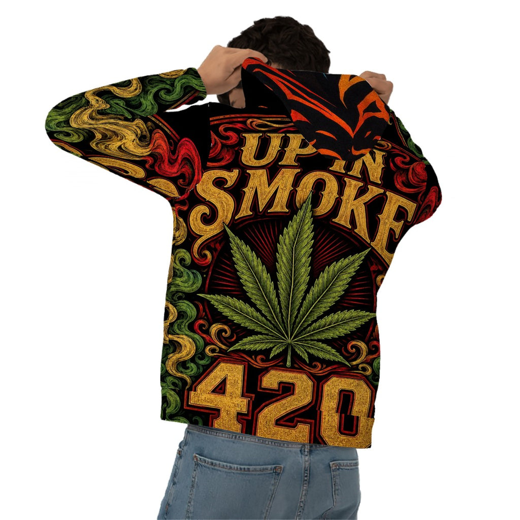 Super Smoke 420 Cannabis Men's All-Over Print Hoodie