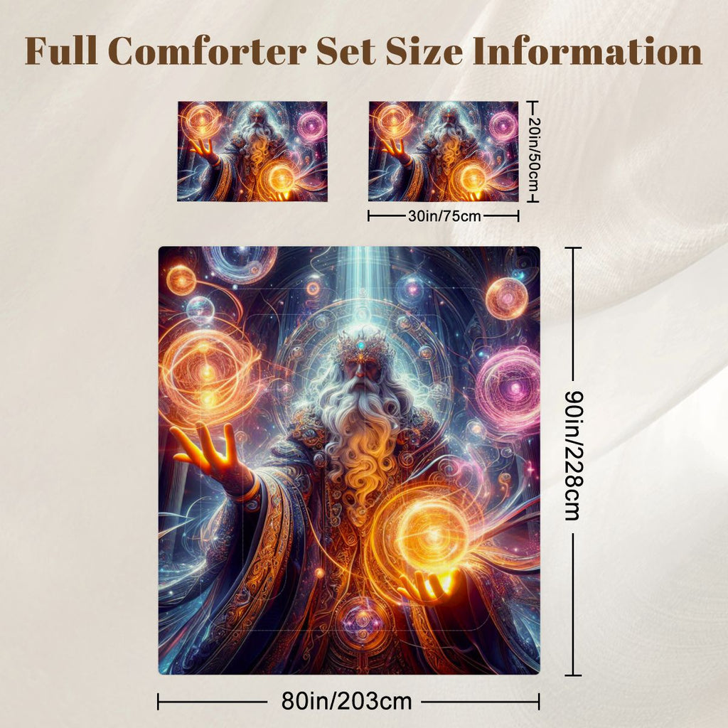 Full Comforter Set A hyperdetailed, raytraced scene depicting powerful wizards in the midst of casting intricate spel (2)edited1