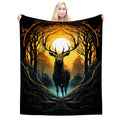 280 GSM MultiSize Flannel Throw Blanket (Vertical) deer in the woods