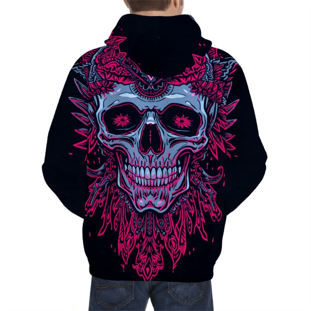 Hoodie for Men Pocket Sweatshirt Customized Services purple trible skull