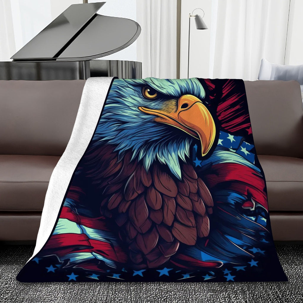 280 GSM MultiSize Flannel Throw Blanket (Vertical) usa eagle