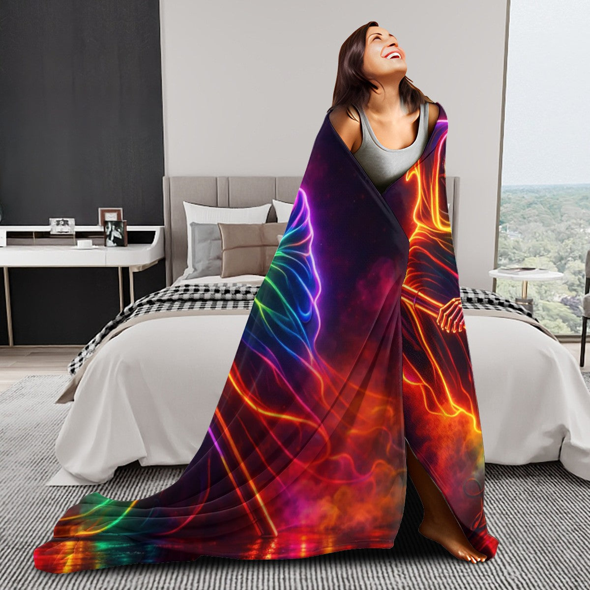 280 GSM MultiSize Flannel Throw Blanket (Vertical) grim reaper7