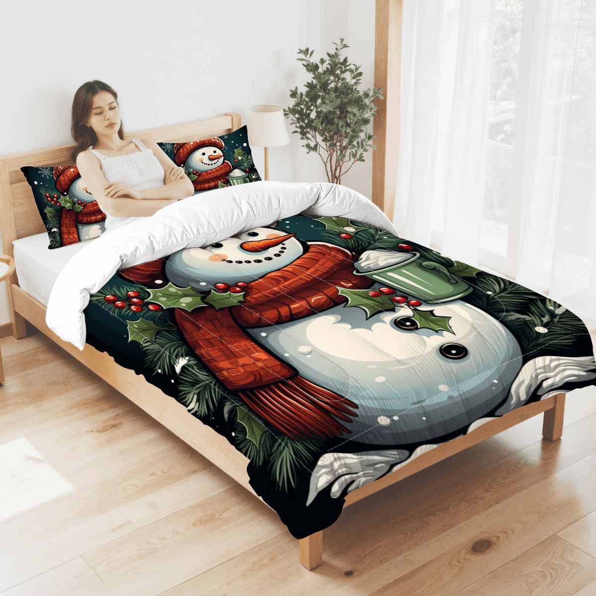 Full Comforter Set THEVectorTShirtDesignacharmingsnowmanwearinga4fa58be71eb943658d106975f0f639542