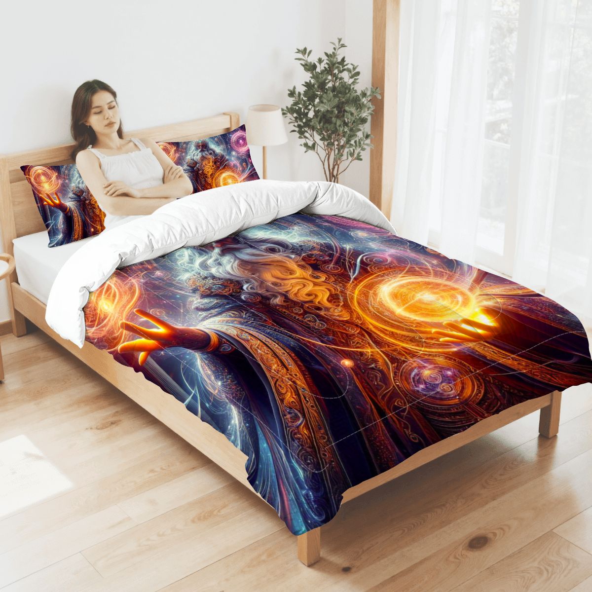 Full Comforter Set A hyperdetailed, raytraced scene depicting powerful wizards in the midst of casting intricate spel (2)edited1