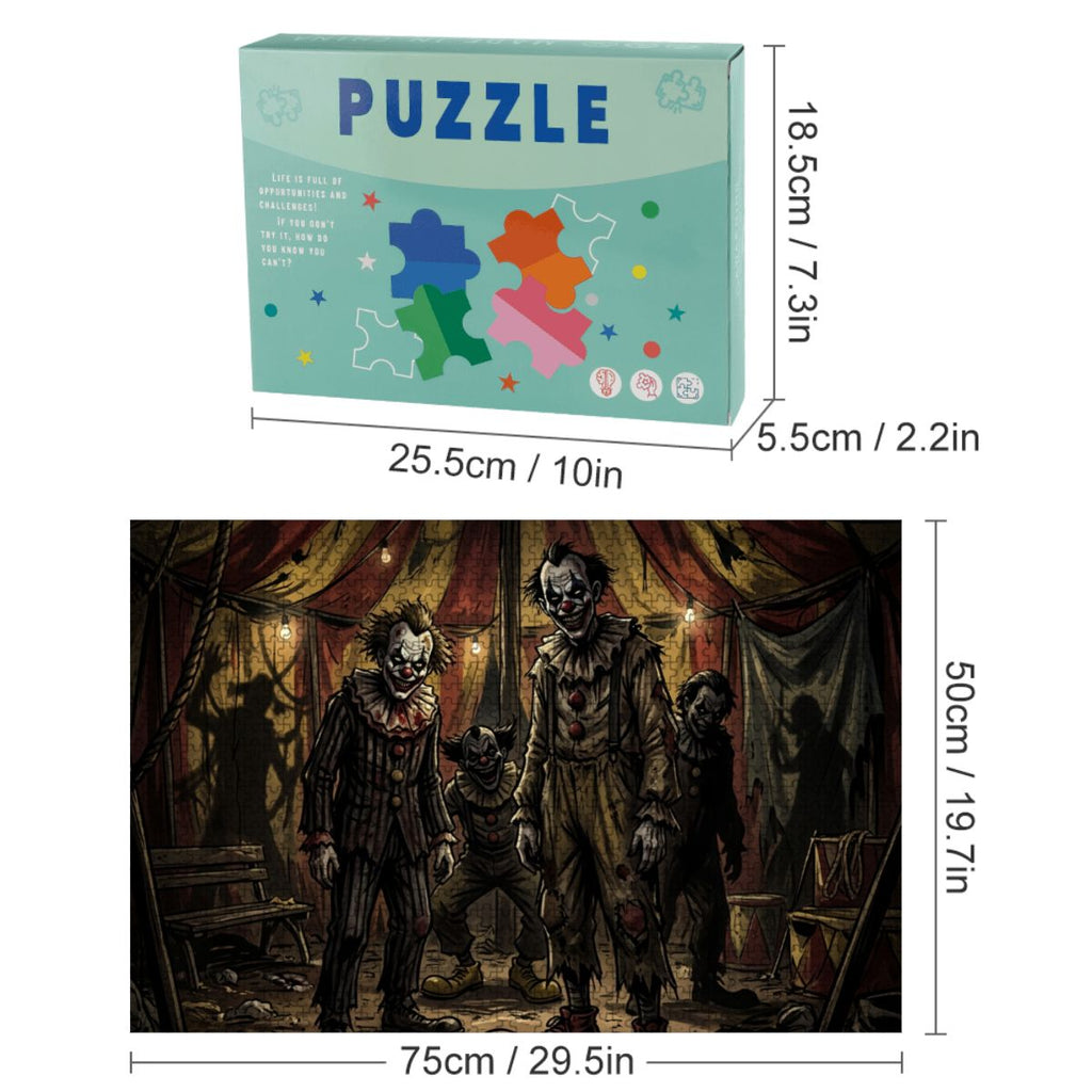 1000pcs Wooden Jigsaw Puzzles (Horizontal) (Made in USA) Scary clowns2