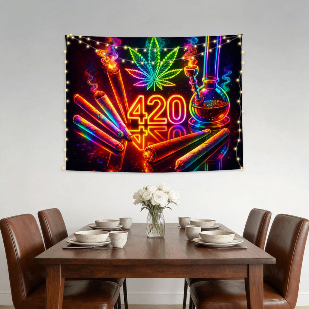 Small Horizontal Lightweight Wall Tapestry for Bedroom 420 mary jane marijuana joints blunts bongs