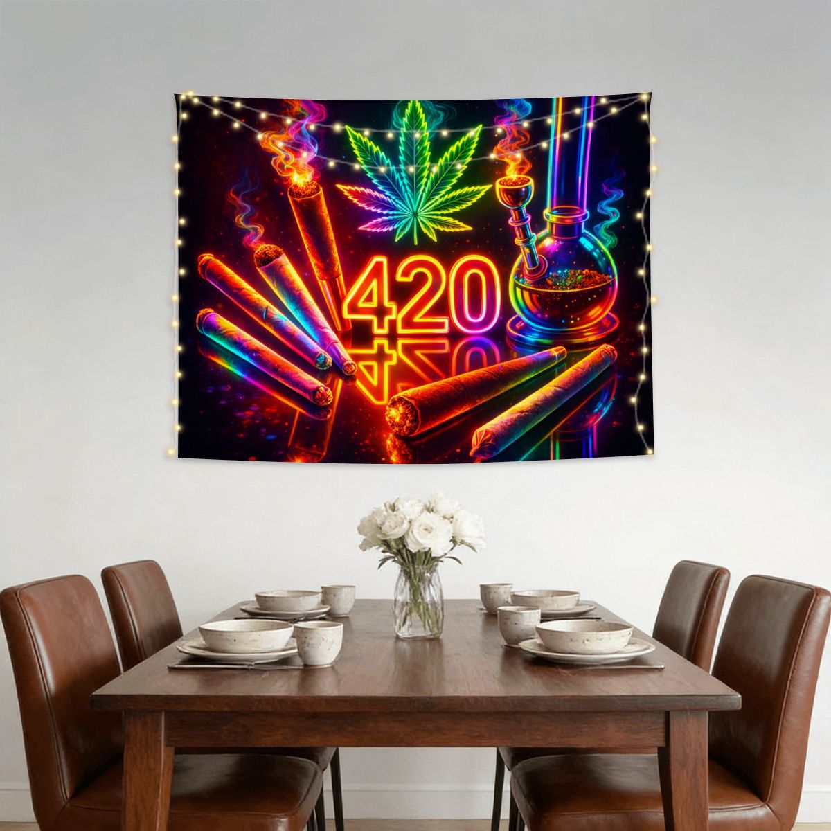 Small Horizontal Lightweight Wall Tapestry for Bedroom 420 mary jane marijuana joints blunts bongs