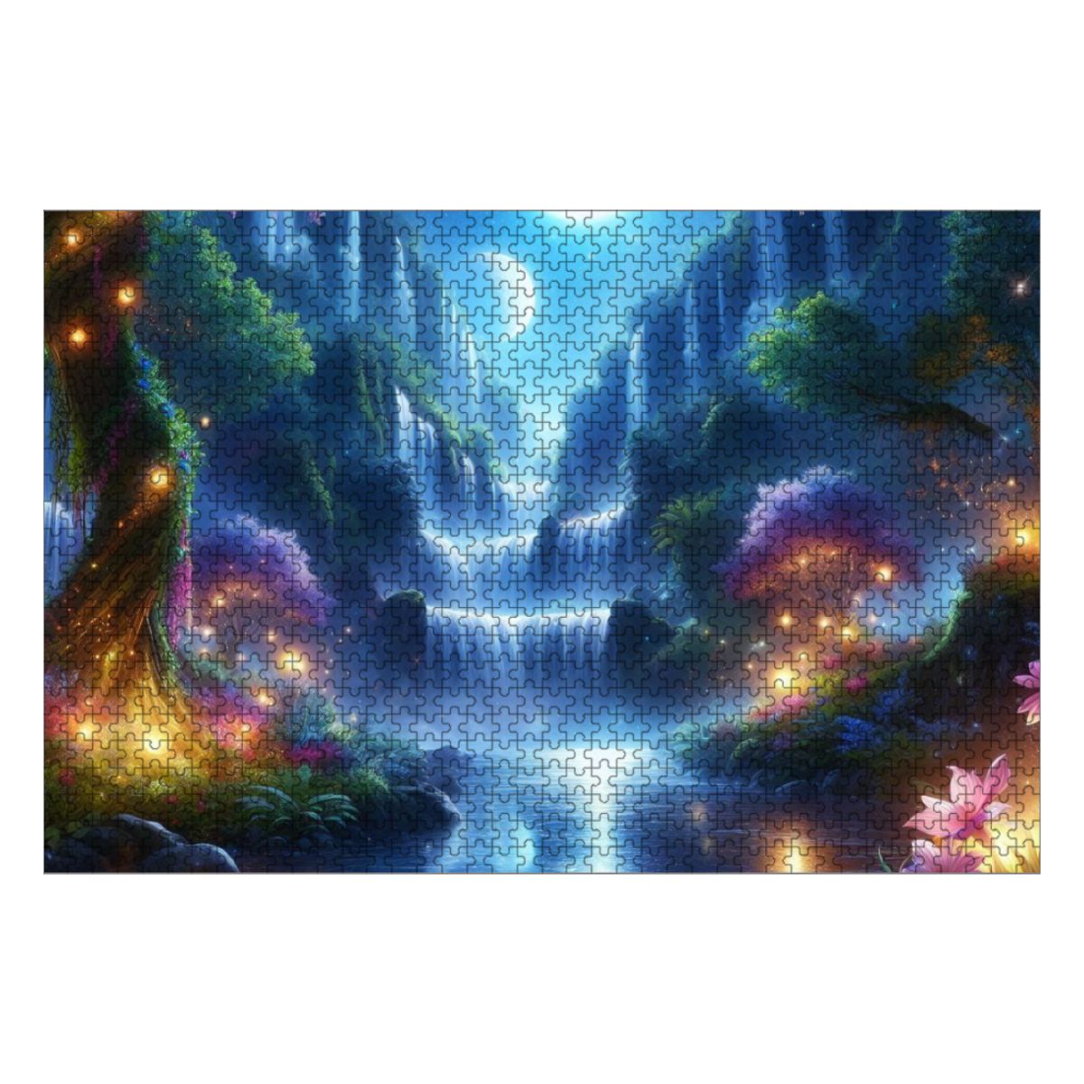 1000pcs Wooden Jigsaw Puzzles (Horizontal) (Made in USA) fantasy waterfalls with stars an moons  (2)