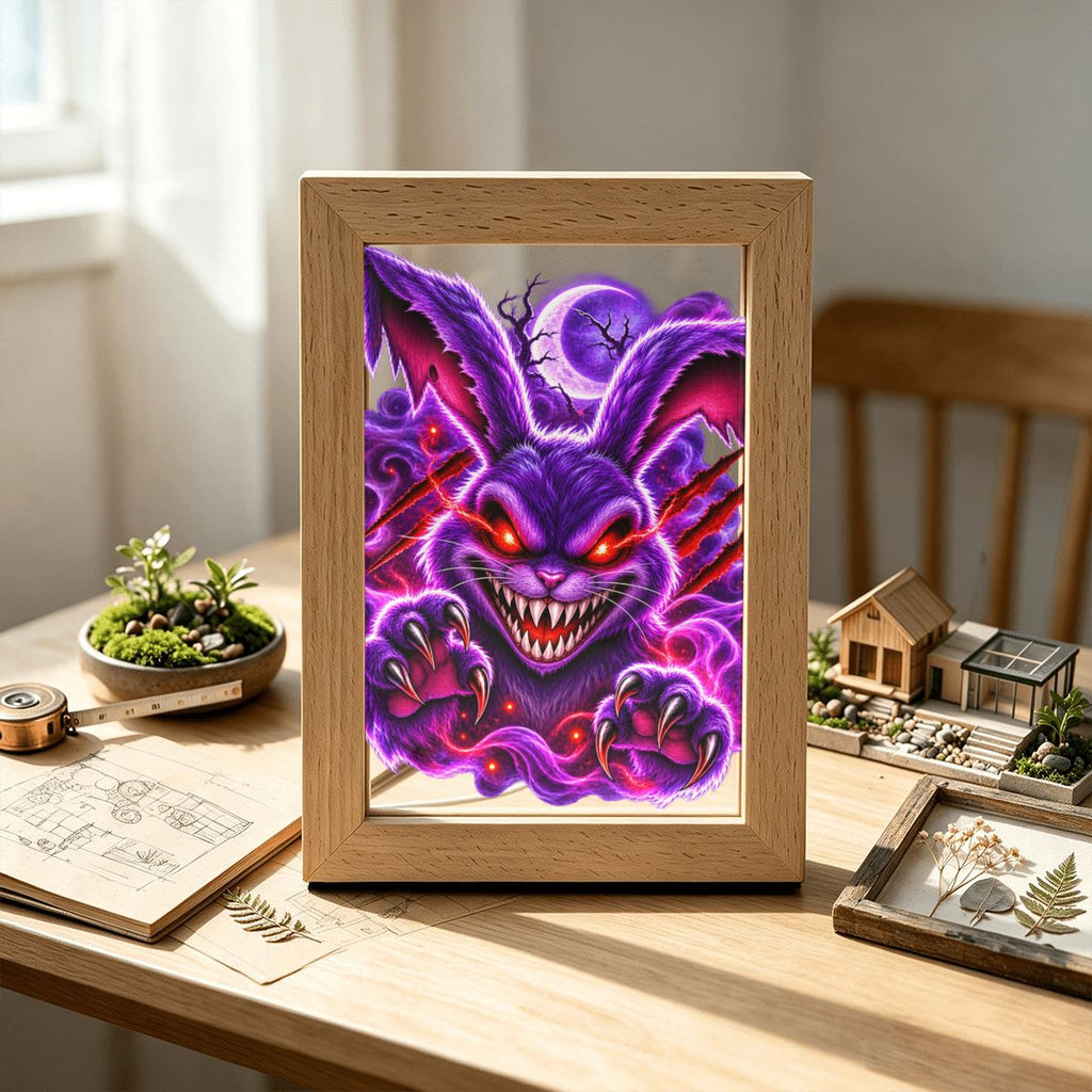 Purple Demon Skull LED Picture Frame Night Light
