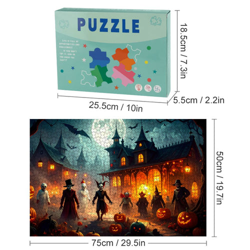1000pcs Wooden Jigsaw Puzzles (Horizontal) (Made in USA) Fireflya scary hallow ween night with clowns witches ghosts an goblins sum skeltons 122552 (3)