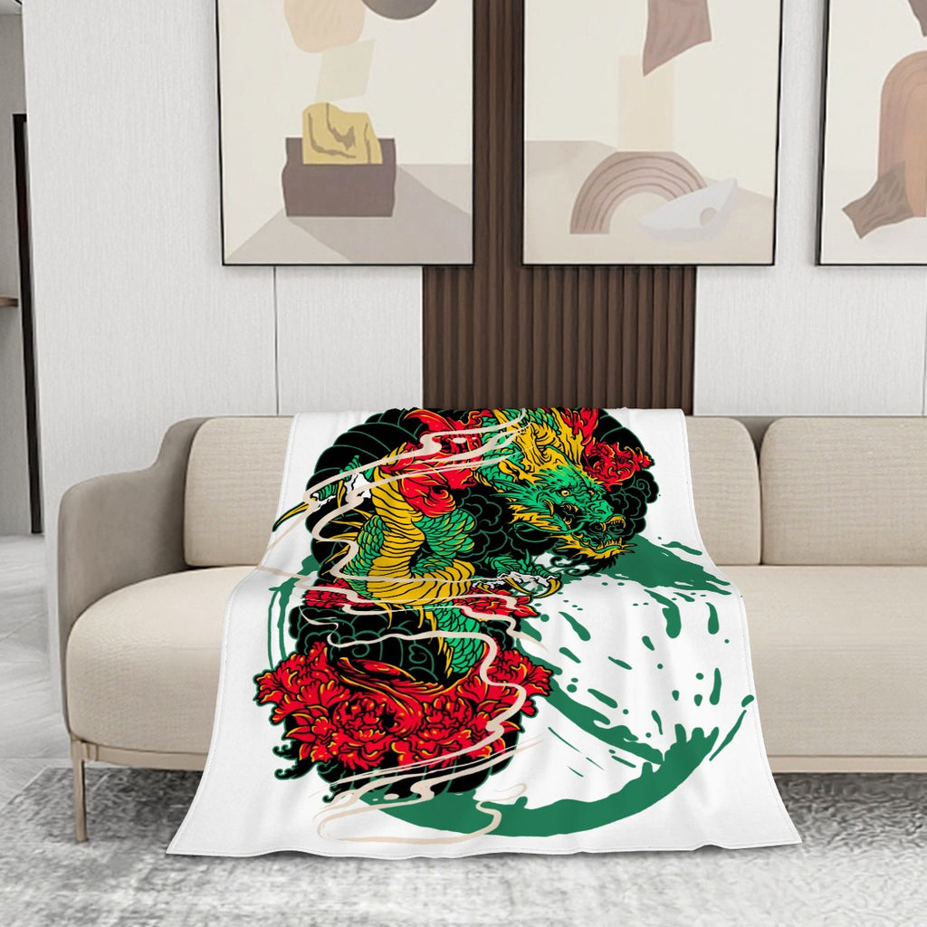 280 GSM MultiSize Flannel Throw Blanket (Vertical) dragon