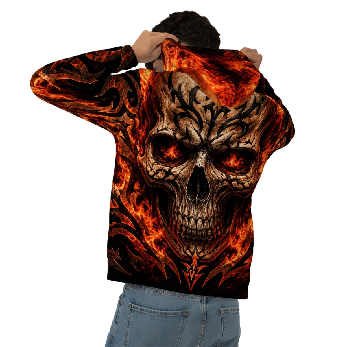Hoodie for Men Pocket Sweatshirt Customized Services Designer fire skull