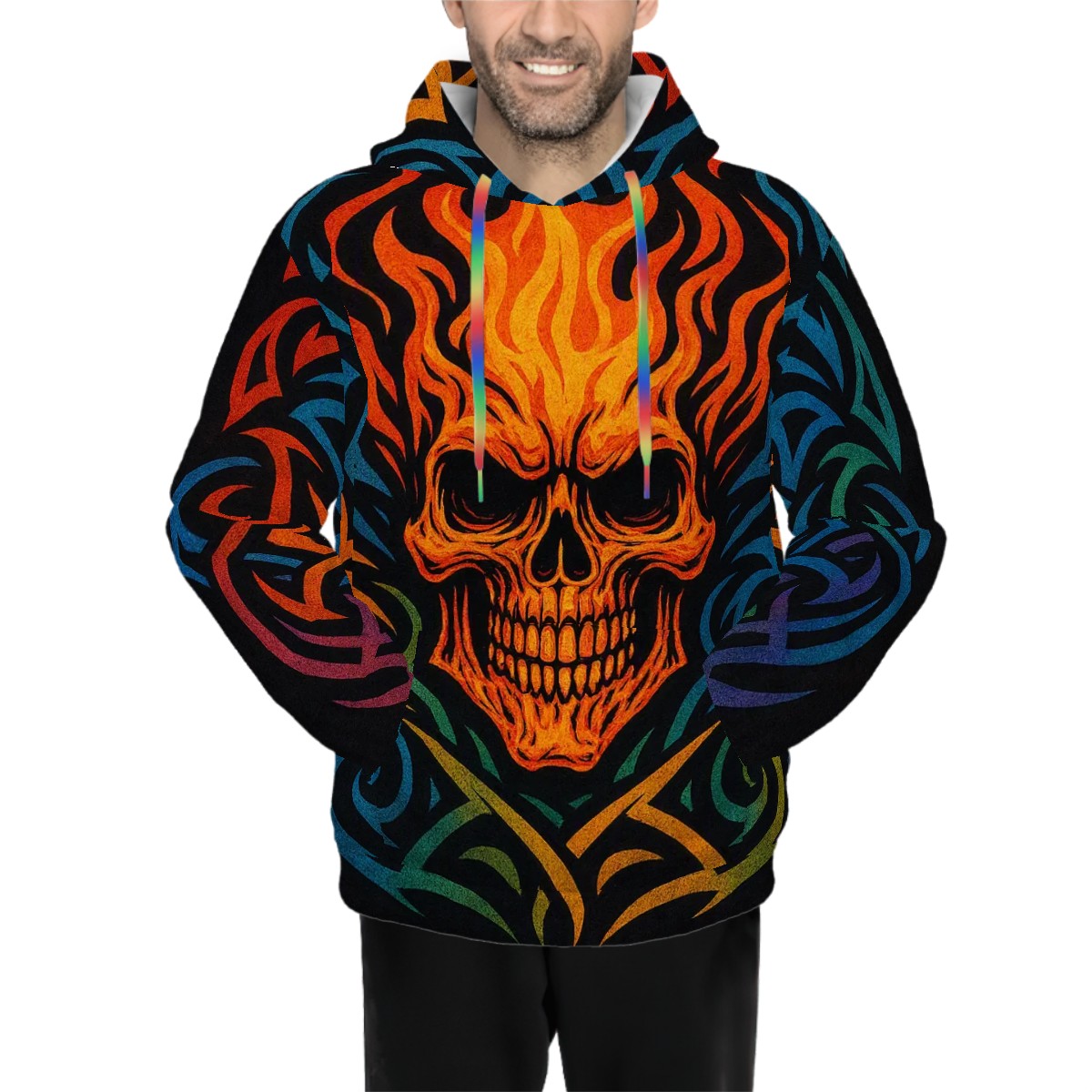 Hoodie for Men Pocket Sweatshirt Customized Services Designer (9) triable skull