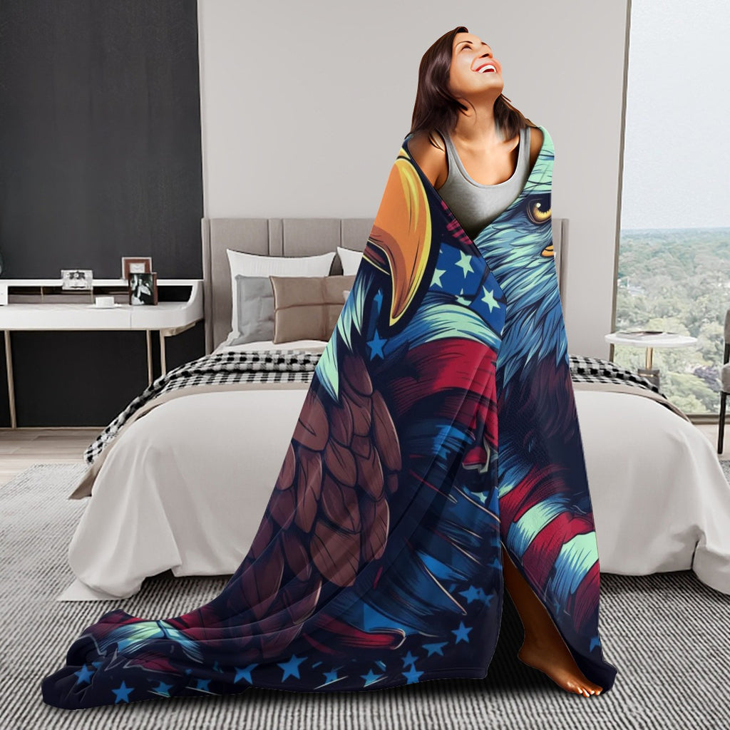 280 GSM MultiSize Flannel Throw Blanket (Vertical) usa eagle