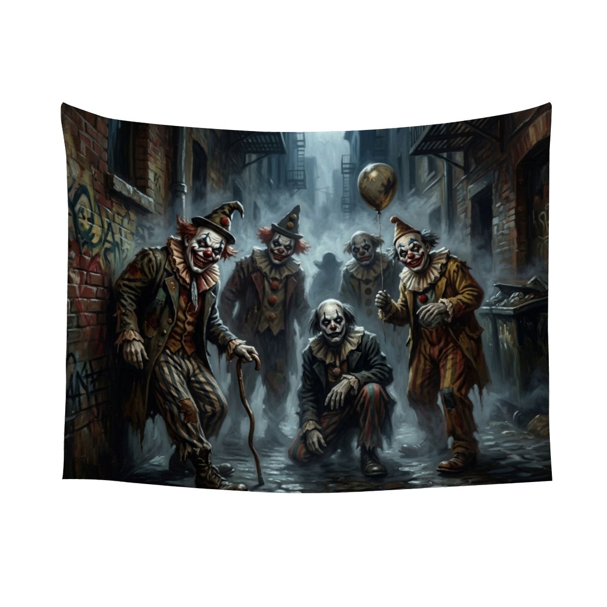 Small Horizontal Lightweight Wall Tapestry for Bedroom Scary clowns