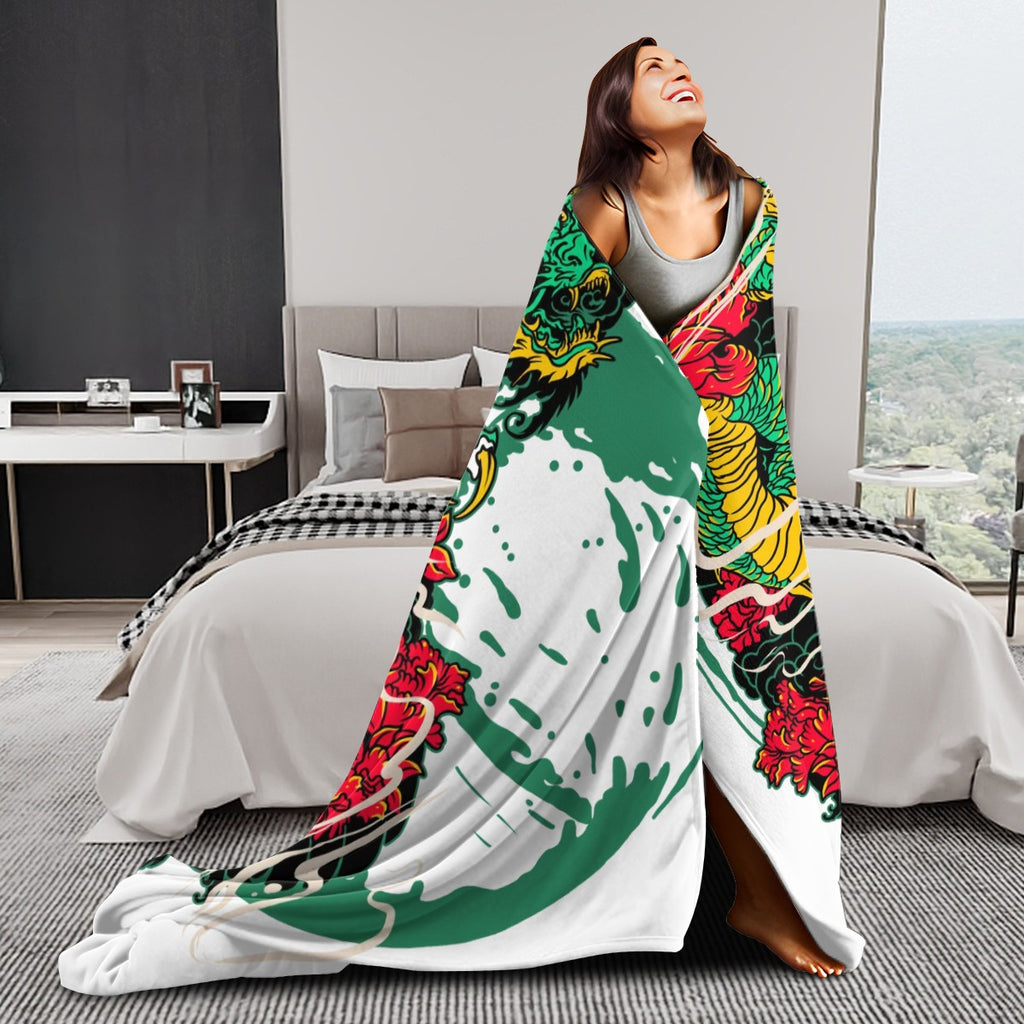 280 GSM MultiSize Flannel Throw Blanket (Vertical) dragon