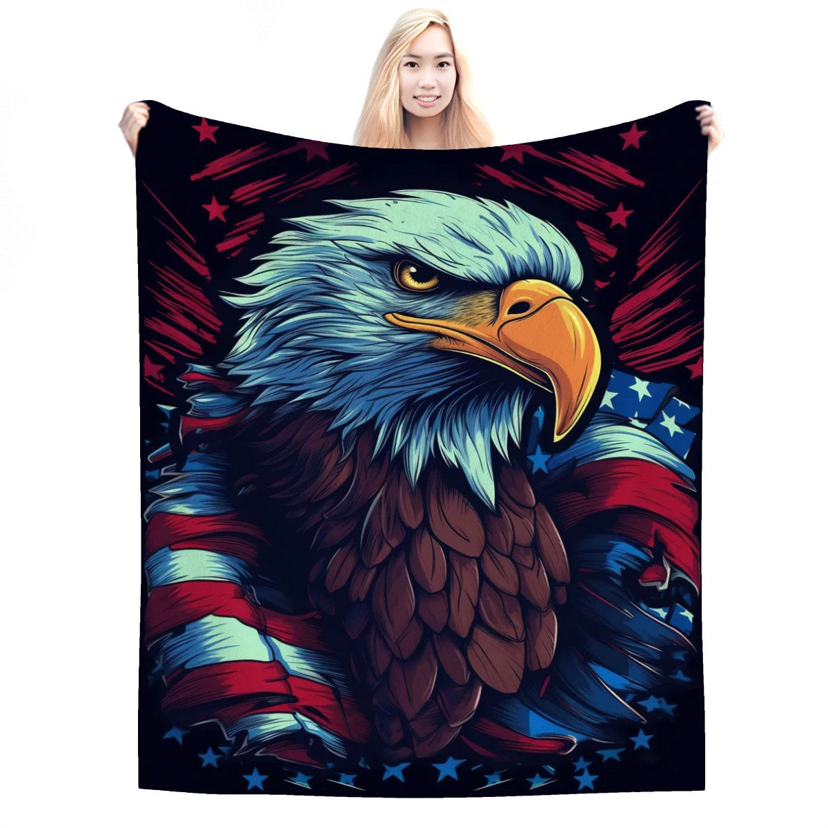 280 GSM MultiSize Flannel Throw Blanket (Vertical) usa eagle