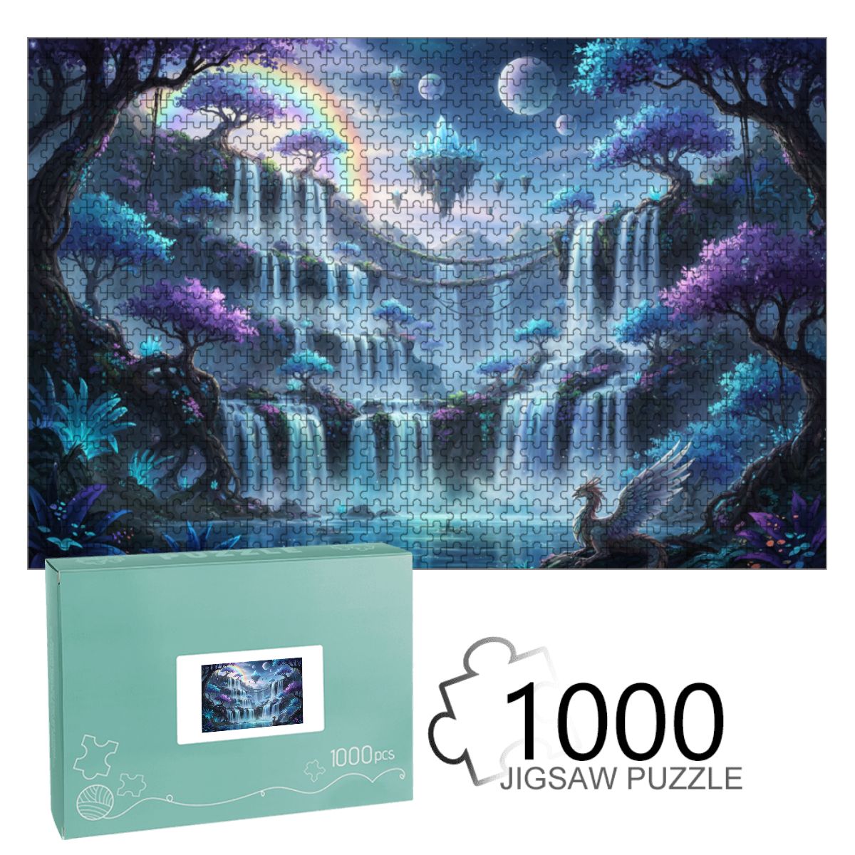 1000pcs Wooden Jigsaw Puzzles (Horizontal) (Made in USA) FireflyGemini Flashfantasy waterfalls 763020