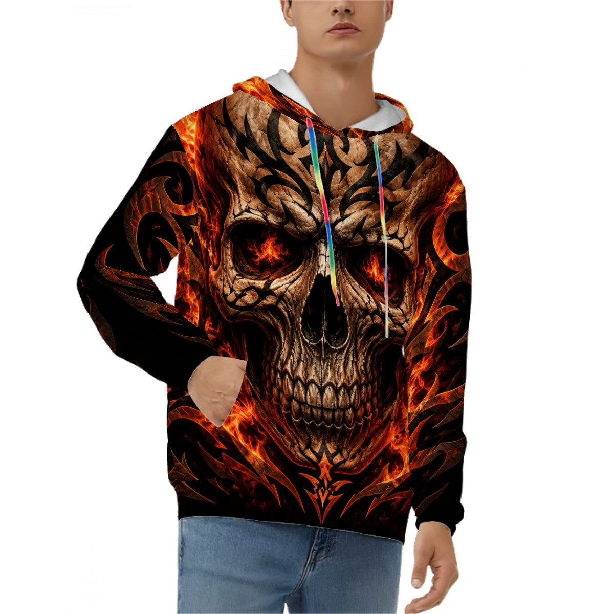 Hoodie for Men Pocket Sweatshirt Customized Services Designer fire skull