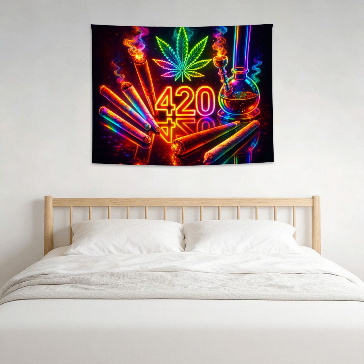 Small Horizontal Lightweight Wall Tapestry for Bedroom 420 mary jane marijuana joints blunts bongs