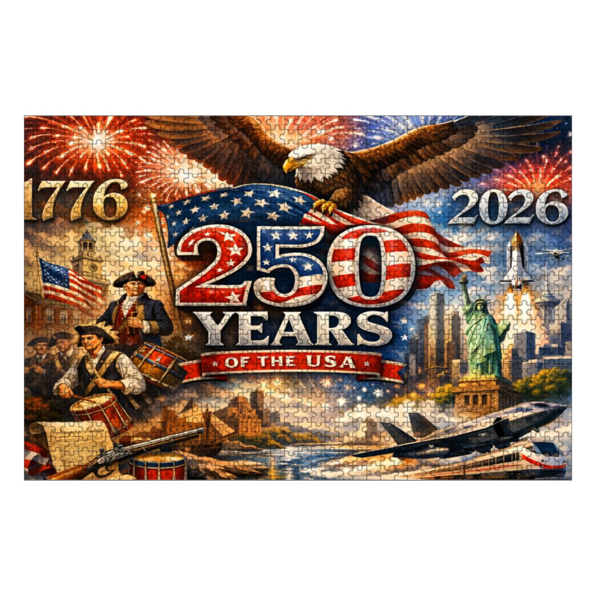1000pcs Wooden Jigsaw Puzzles (Horizontal) (Made in USA) 1776 tp 2026 250 years usa