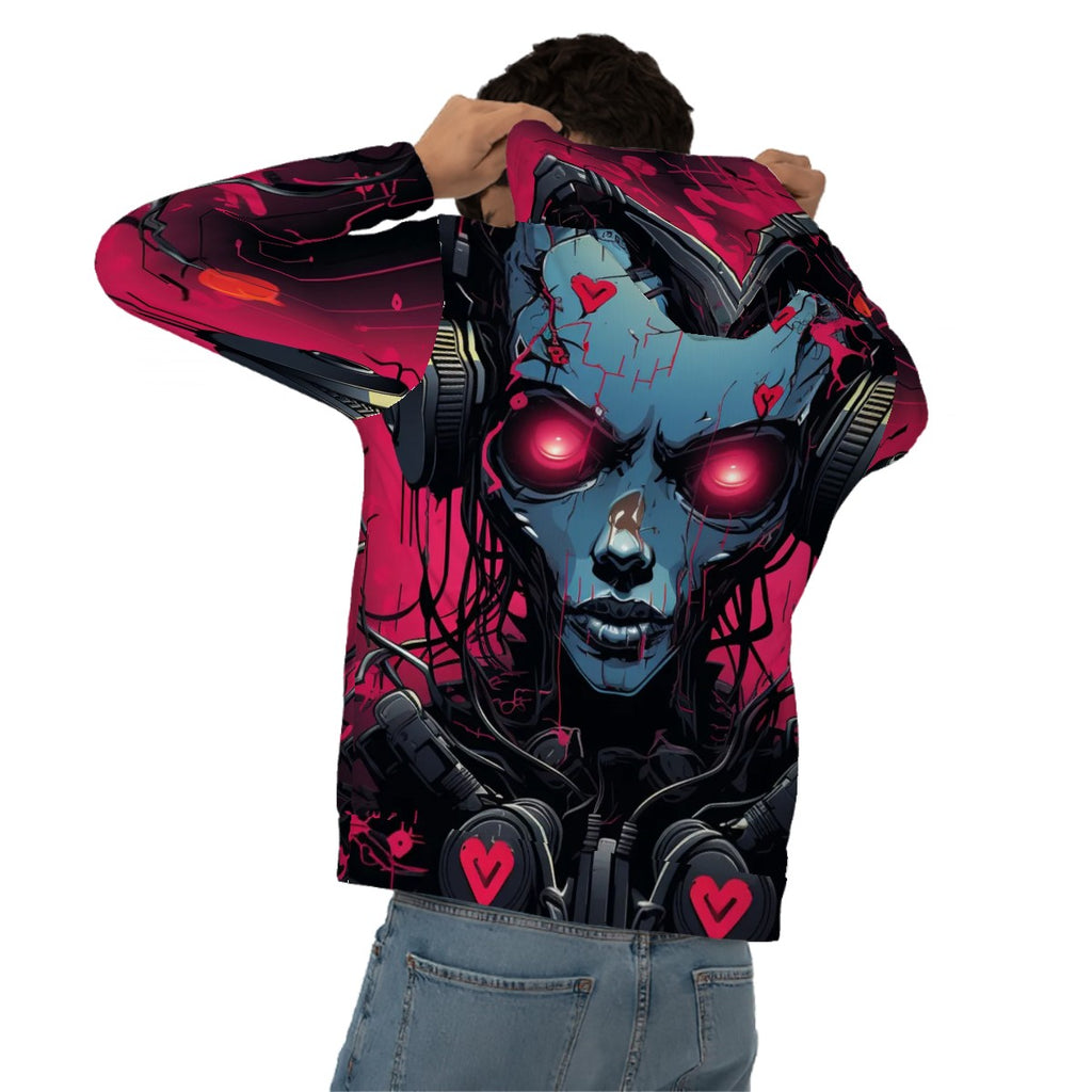 Purple Cyber Alien Men's All-Over Print Hoodie