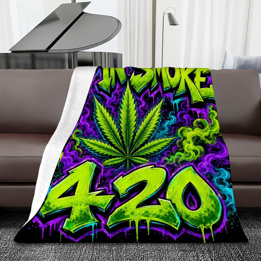 280 GSM MultiSize Flannel Throw Blanket (Vertical) up in smoke