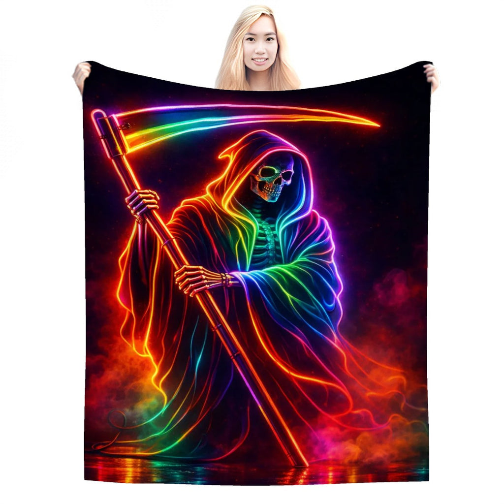 280 GSM MultiSize Flannel Throw Blanket (Vertical) grim reaper7