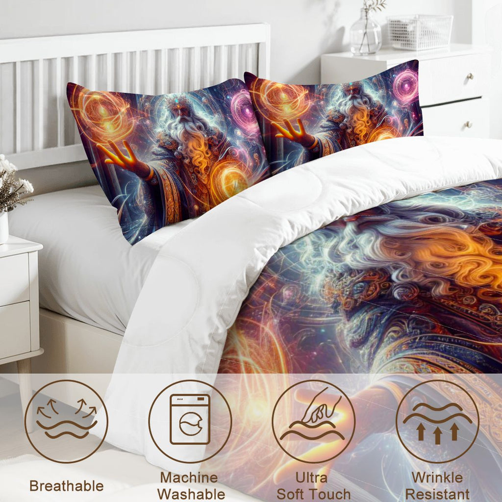 Full Comforter Set A hyperdetailed, raytraced scene depicting powerful wizards in the midst of casting intricate spel (2)edited1