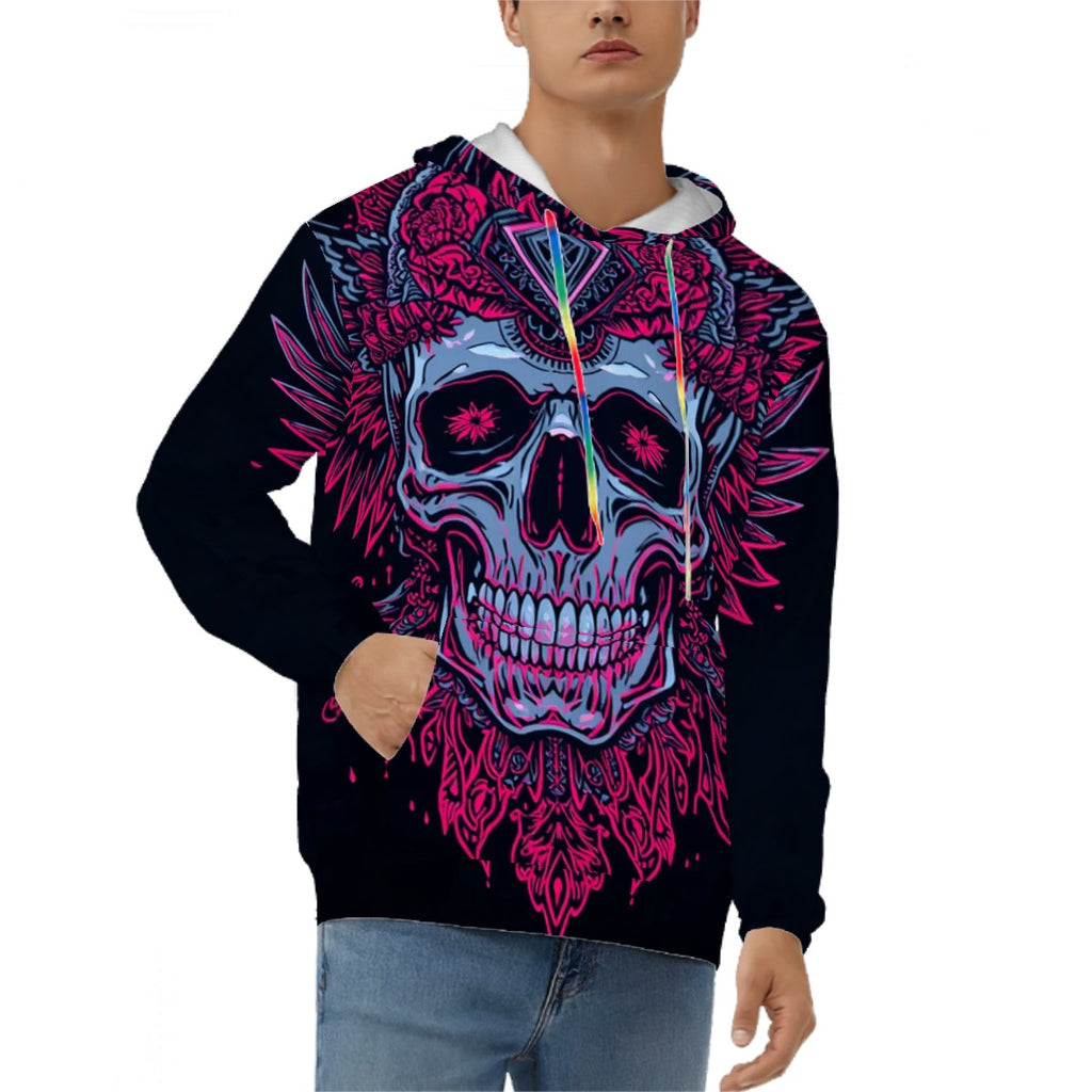 Hoodie for Men Pocket Sweatshirt Customized Services purple trible skull