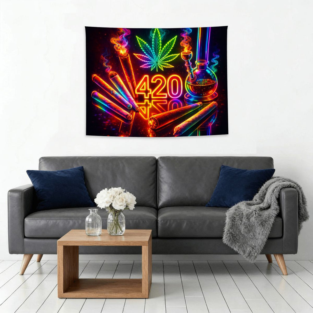 Small Horizontal Lightweight Wall Tapestry for Bedroom 420 mary jane marijuana joints blunts bongs