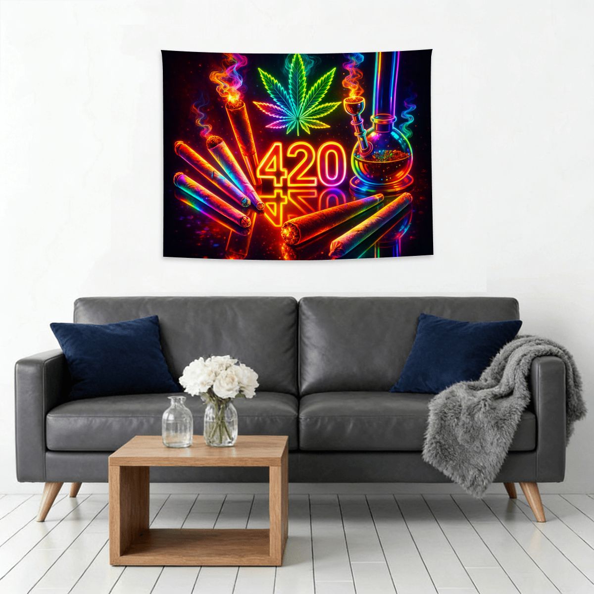 Small Horizontal Lightweight Wall Tapestry for Bedroom 420 mary jane marijuana joints blunts bongs