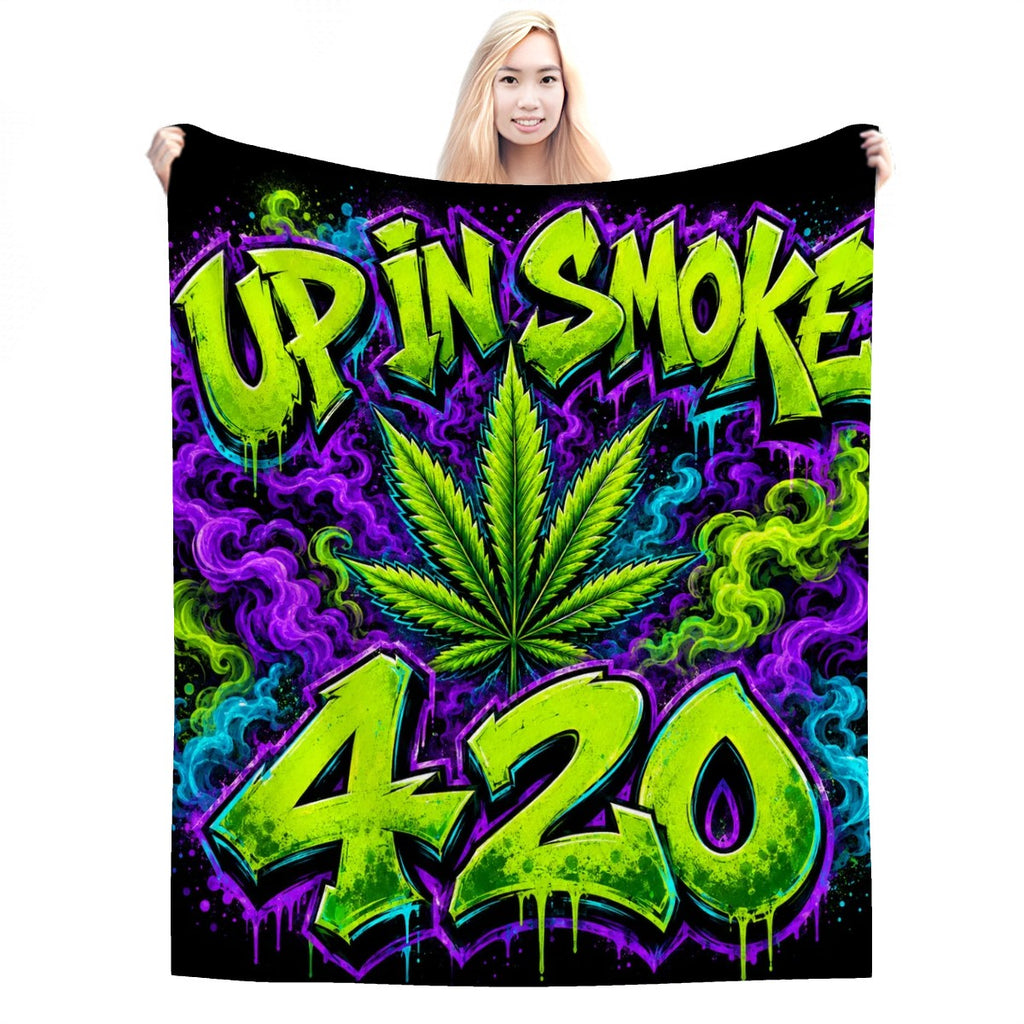 280 GSM MultiSize Flannel Throw Blanket (Vertical) up in smoke
