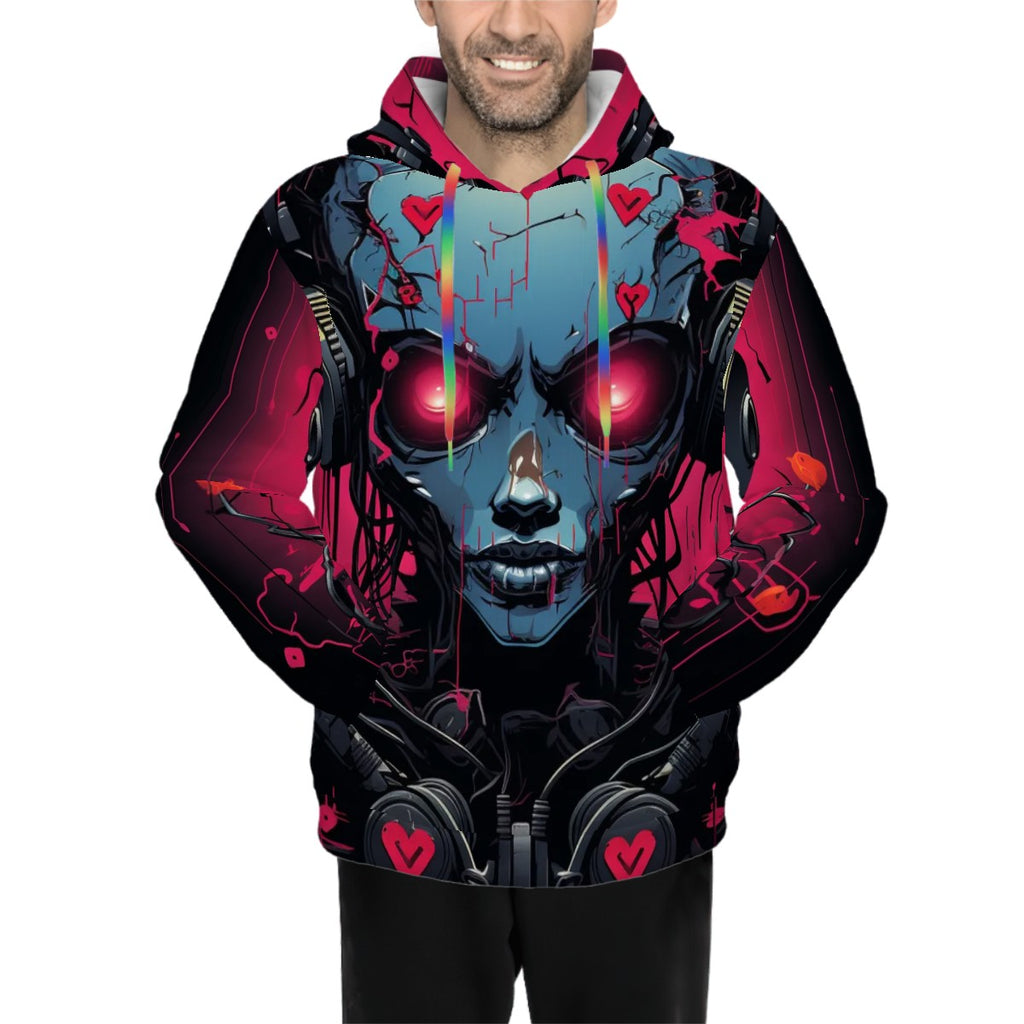 Purple Cyber Alien Men's All-Over Print Hoodie