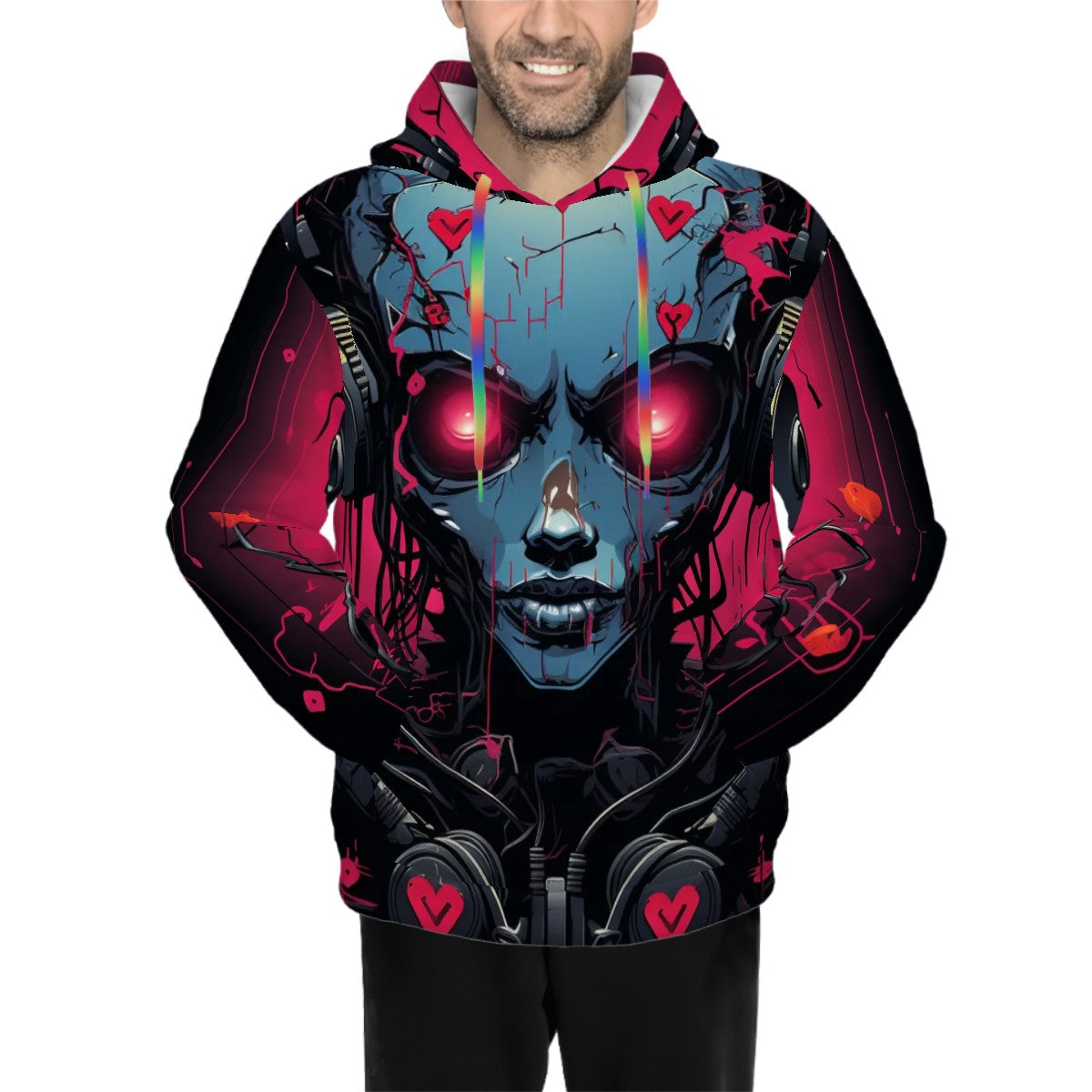 Purple Cyber Alien Men's All-Over Print Hoodie