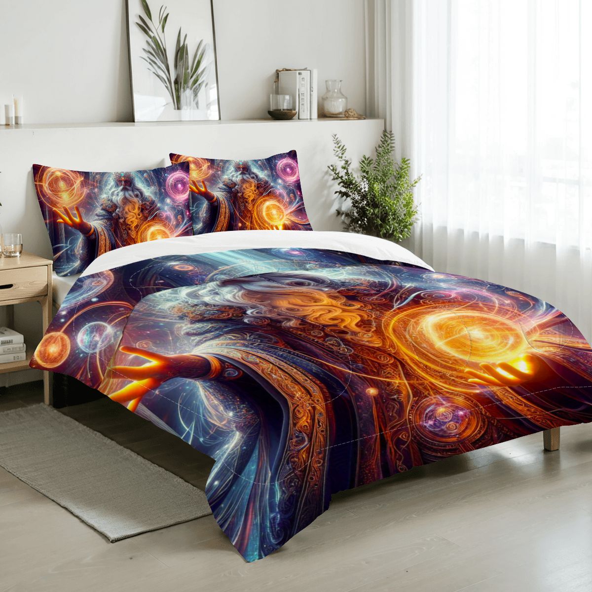 Full Comforter Set A hyperdetailed, raytraced scene depicting powerful wizards in the midst of casting intricate spel (2)edited1