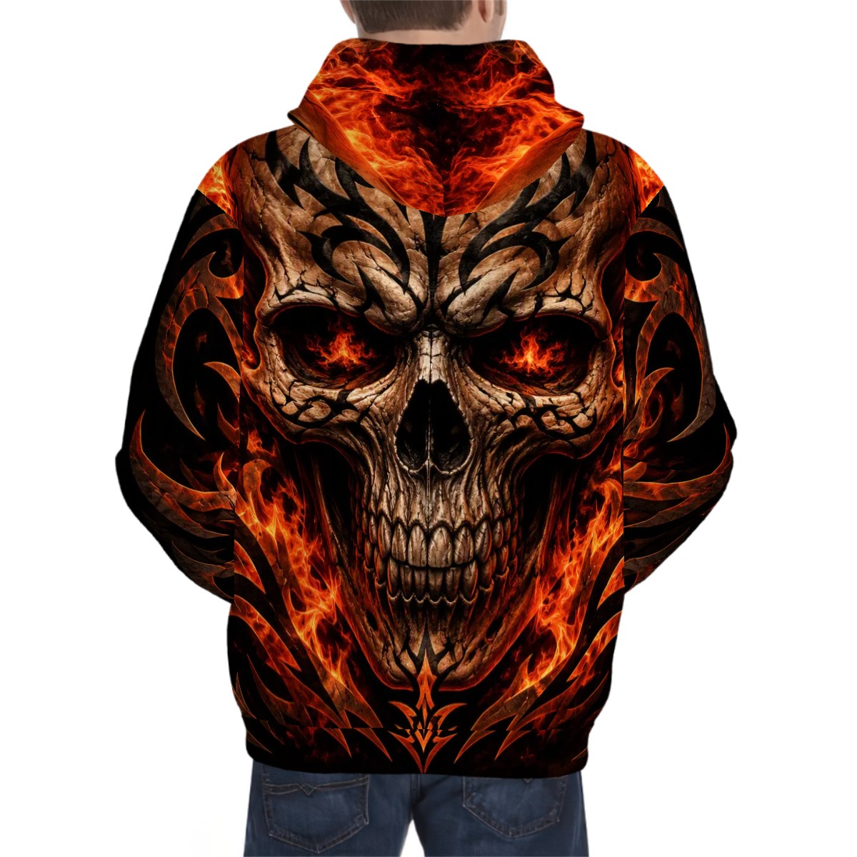 Hoodie for Men Pocket Sweatshirt Customized Services Designer fire skull